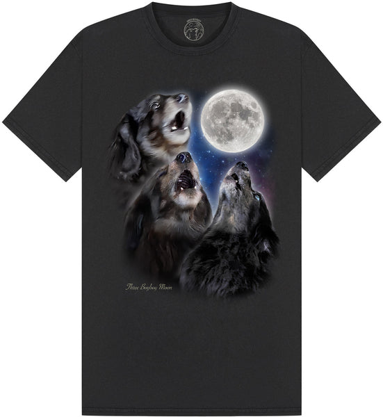 Three Boyboy Moon - Acid Wash Black T-Shirt